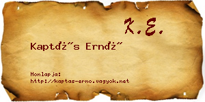 Kaptás Ernő névjegykártya